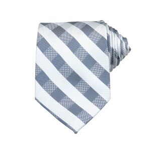 U-State checkered pattern navy and gray neck tie